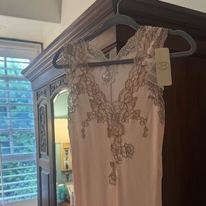 La Perla Pink Lace Trim Pajama Top